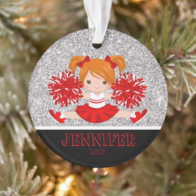 Personalised Red and Black Cheerleading Ornament  (Tree)
