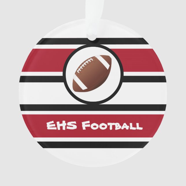 Personalised Red and Black Football Ornament (Front)
