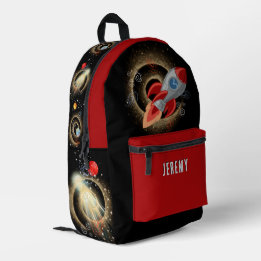 Personalised Red and Black Rocket Backpack