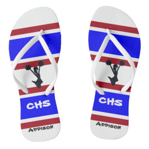 Personalised Red and Blue Cheerleader Flip Flops