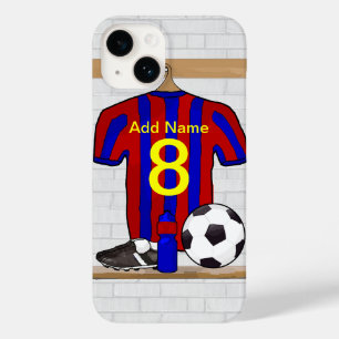 Personalised Red and Blue Football Soccer Jersey Case-Mate iPhone 14 Case