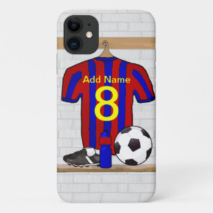 Personalised Red and Blue Football Soccer Jersey iPhone 11 Case