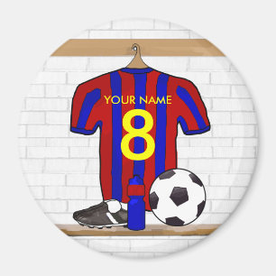 Personalised Red and Blue Football Soccer Jersey Magnet