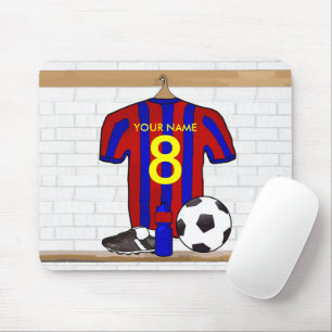 Personalised Red and Blue Football Soccer Jersey Mouse Mat