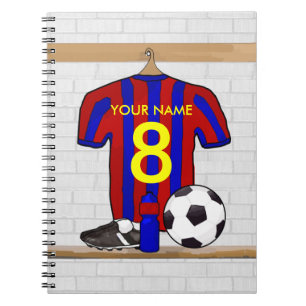 Personalised Red and Blue Football Soccer Jersey Notebook