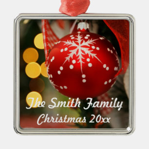 Personalised Red and Gold Christmas Year Ornament