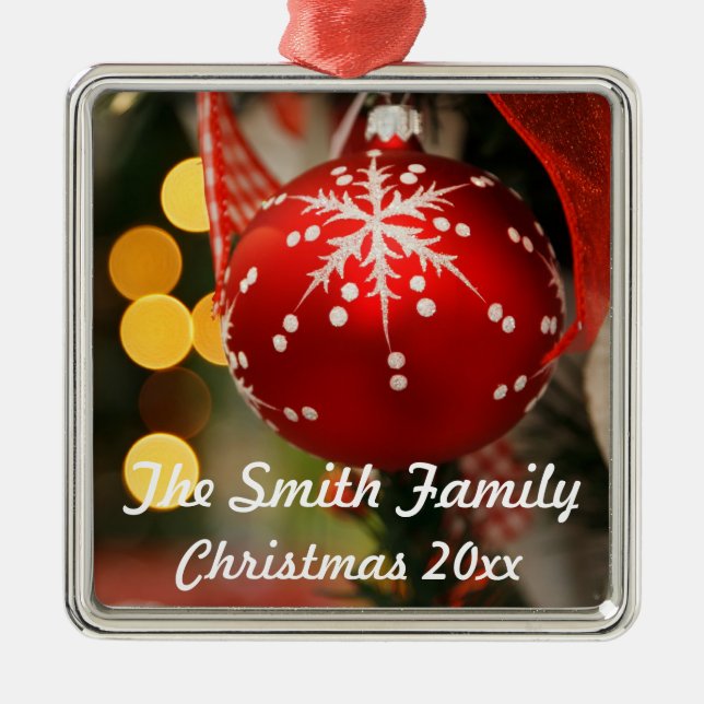 Personalised Red and Gold Christmas Year Ornament (Front)