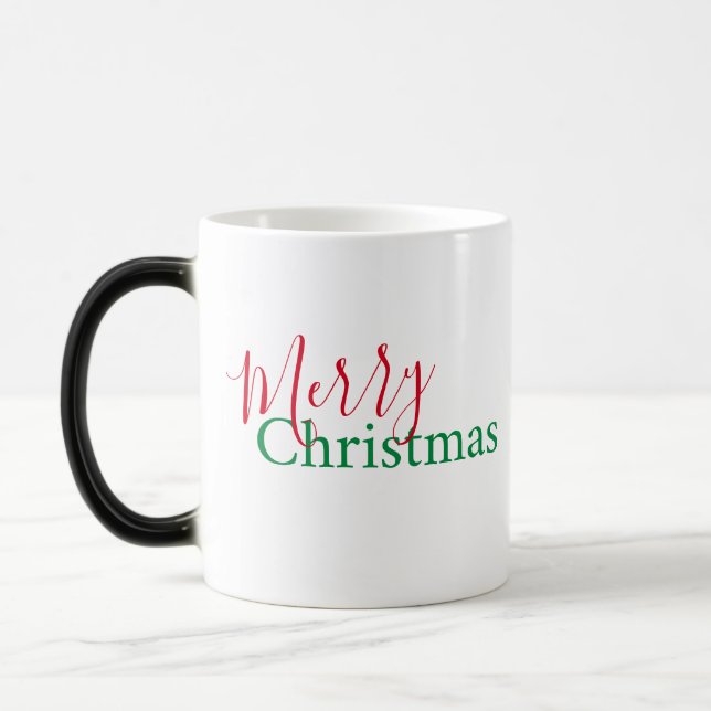 Personalised Red and Green Holiday, Christmas Magic Mug (Left)