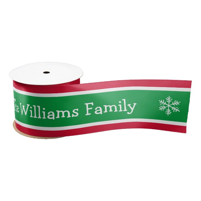Personalised Red And Green Merry Christmas   Satin Ribbon (Spool)
