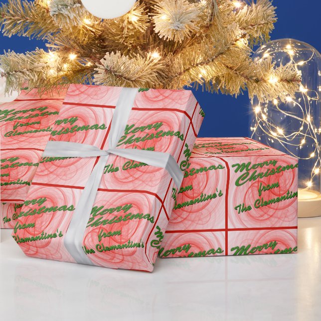 Personalised Red and Green Merry Christmas Wrapping Paper (Holidays)