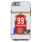 Personalised Red and White Basketball Jersey