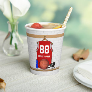 Personalised Red and white basketball jersey Paper Cups