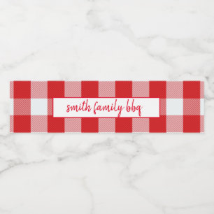 Personalised Red and White Buffalo Plaid Labels