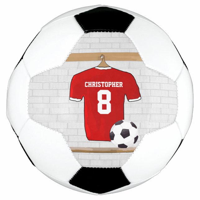 Personalised Red and White Football Soccer Jersey (Front)