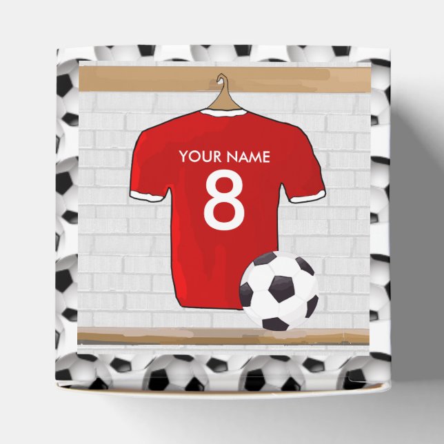 Personalised Red and White Football Soccer Jersey Favour Box (Top)