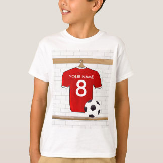 Personalised Red and White Football Soccer Jersey T-Shirt
