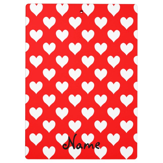 Personalised Red and White Heart Pattern Clipboard (Back)
