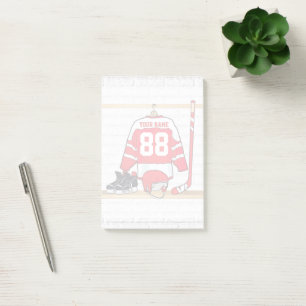Personalised Red and White Ice Hockey Jersey Post-it Notes