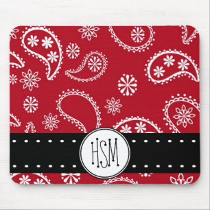Personalised Red and White Paisley Pattern Country Mouse Mat