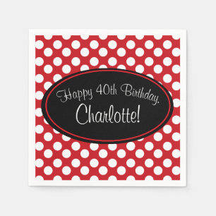 Personalised Red and White Polka Dot Paper Napkin