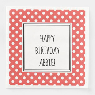 Personalised Red and White Polka Dot Party Napkins