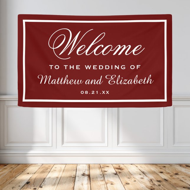 Personalised Red and White Wedding Welcome Banner (Creator Uploaded)