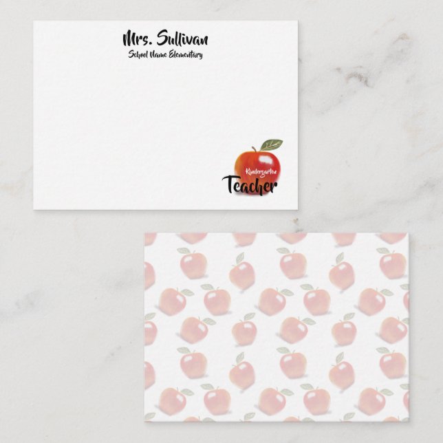 Personalised Red Apple Kindergarten Teacher Card (Front/Back)