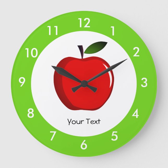Personalised Red Apple Teacher Large Clock (Front)