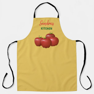 Personalised Red Apple Themed Kitchen Apron