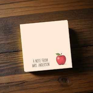 Personalised Red Apple w/ Teacher's Name Post-it Notes