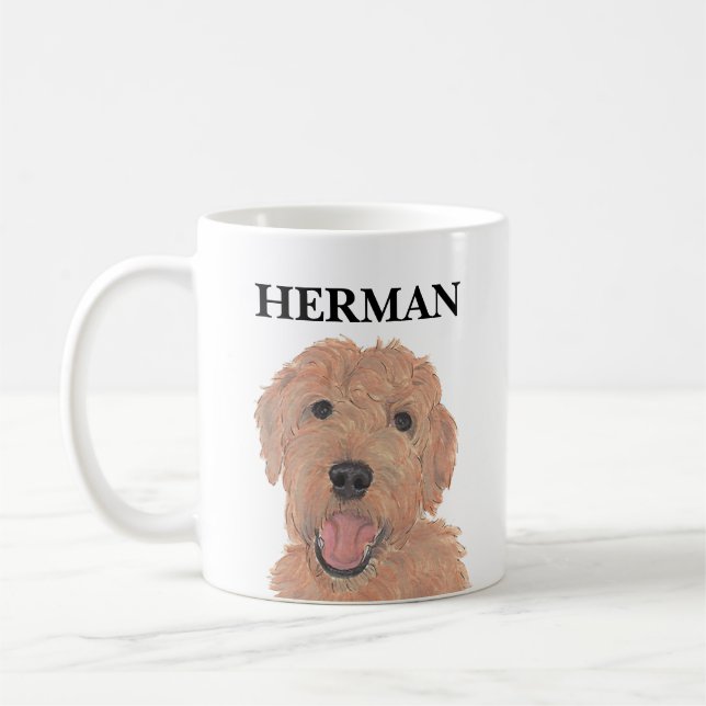 Personalised Red Apricot Golden Doodle Coffee Mug (Left)
