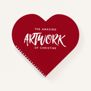 Personalised Red Artist Heart Sketchbook Notebook