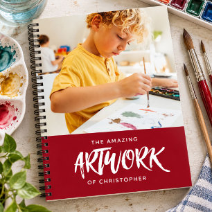 Personalised Red Artist Photo Sketchbook Notebook