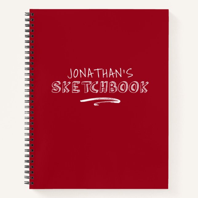 Personalised Red Artist Sketchbook Notebook (Front)