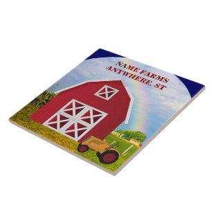 Personalised Red Barn Farm Country Decor Tile