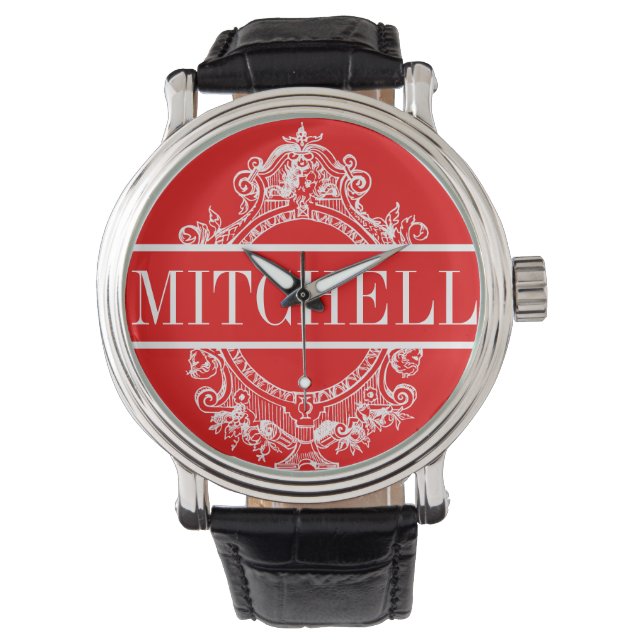 Personalised Red Baroque Watch (Front)