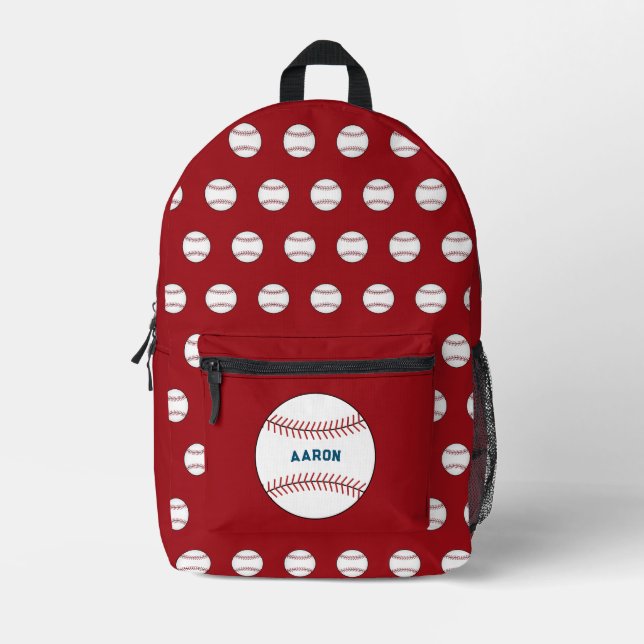 Personalised Red Baseball Backpack  (Front)