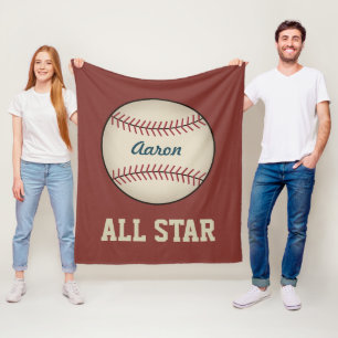 Personalised Red Baseball Fleece Blanket