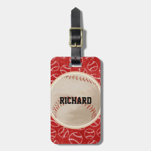 Personalised Red Baseball Pattern with Baseball Luggage Tag