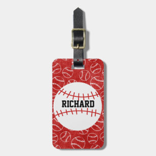 Personalised Red Baseball Pattern with Baseball Luggage Tag