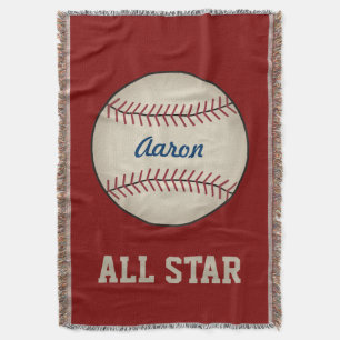 Personalised Red Baseball Sports Blanket Gift