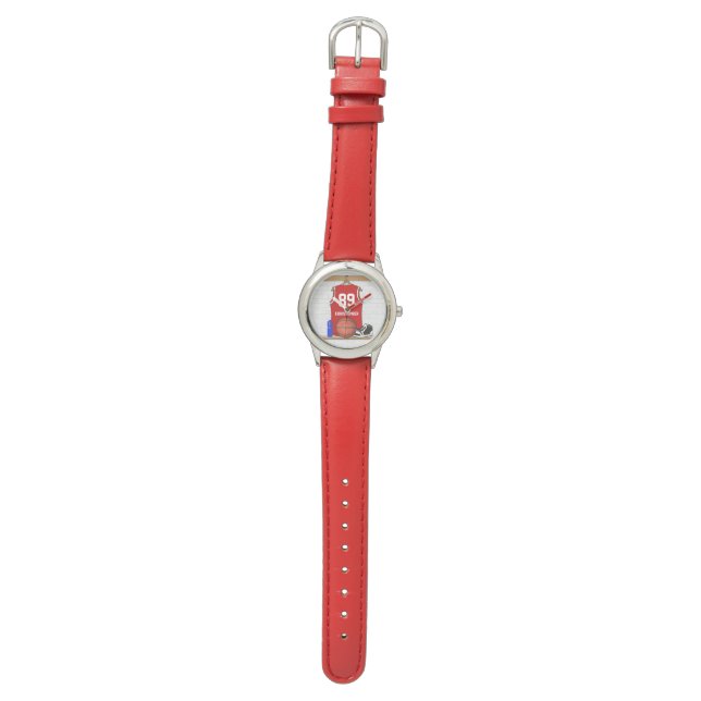 Personalised Red Basketball Jersey Watch (Flat)