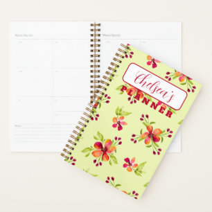 Personalised Red Berry Blooms on Green Planner