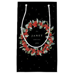 Personalised Red Berry+Eucalyptus Christmas Small Gift Bag