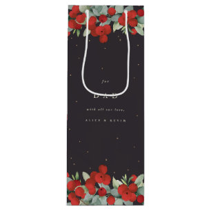 Personalised Red Berry+Eucalyptus Christmas Wine Gift Bag