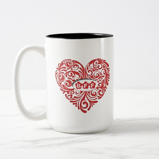 Personalised Red BFF Heart Mug (Left)