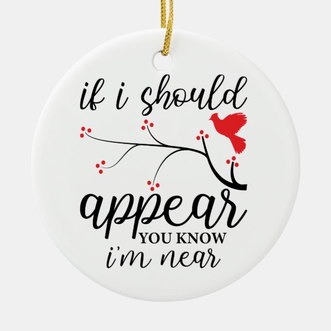 Personalised Red Bird Memorial Photo Christmas   Ceramic Tree Decoration (Front)