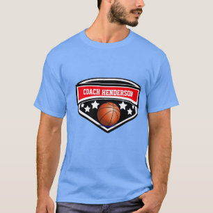 Personalised Red, black and white Basketball coach T-Shirt