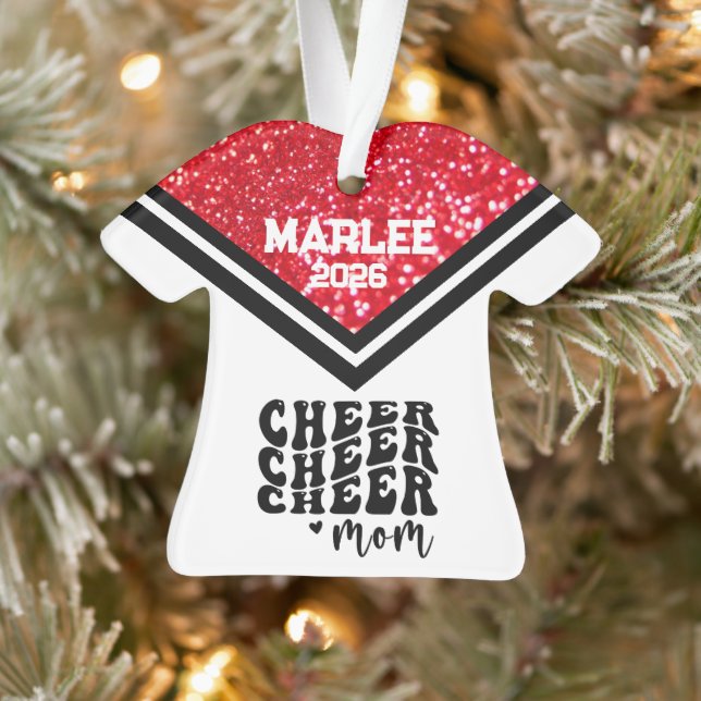 Personalised Red & Black Cheer Mum Ornament  (Tree)
