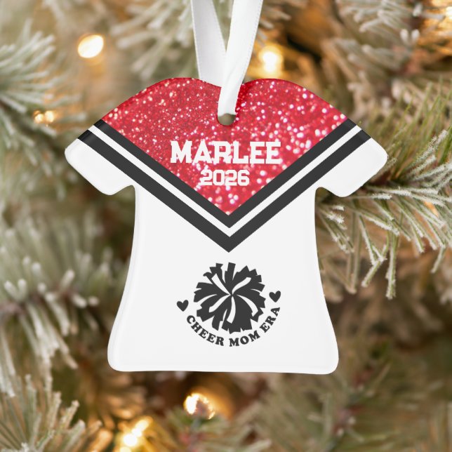Personalised Red & Black Cheer Mum Ornament  (Tree)